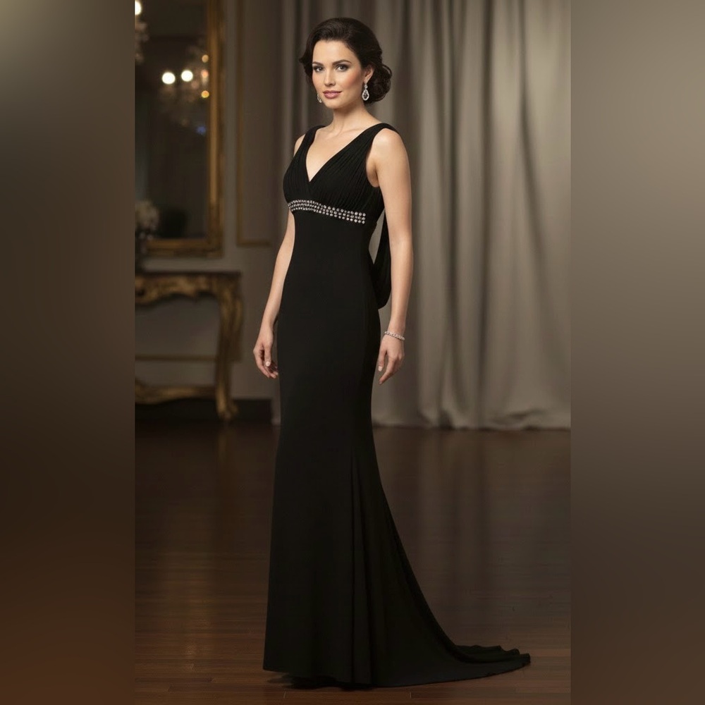JS BOUTIQUE Black Beaded Formal Dress | Size 8